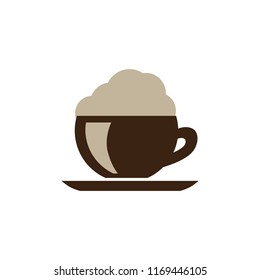 coffee with milk foam, logo icon