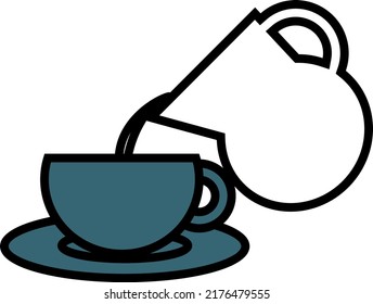 Coffee with milk, illustration, vector on a white background.