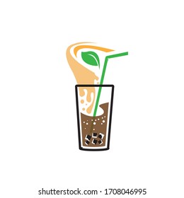 Plantilla vectorial del logotipo de la leche de café