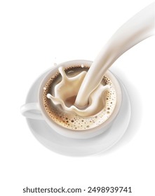 Coffee with milk on a white background. Vector illustration