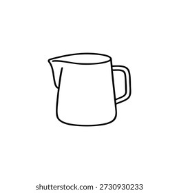 Icono de línea de jarra de leche de café Ilustración vectorial minimalista en blanco y negro para menú de cafetería y diseño de barista