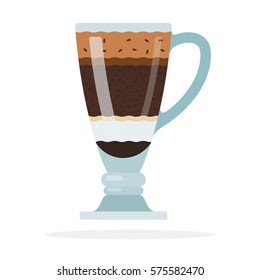 Coffee and milk shake with chocolate chips vector flat material design isolated on white