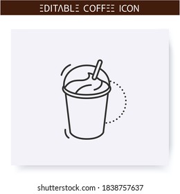 Coffee milkshake line icon.Type of coffee drink with blending milk and ice cream. Coffeehouse menu. Different caffeine drinks receipts concept. Isolated vector illustration. Editable stroke svg