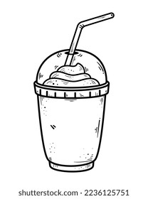coffee milkshake in take away pot icon