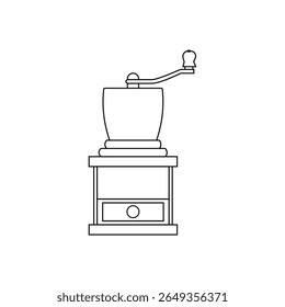 Moinho de café. Preto e branco. Ilustração de vetor de estilo plano.