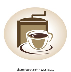 Coffee mill and cup emblem