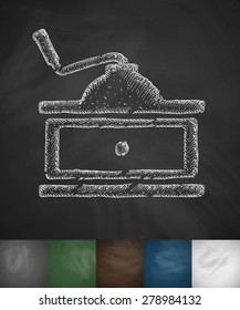 coffee mill icon. Hand drawn vector illustration. Chalkboard Design