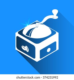 coffee mill on blue background