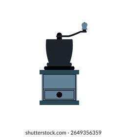 Moinho de café sobre fundo branco. Ilustração de vetor plano. Desenho para têxteis, cartazes, etiquetas.
