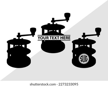 Coffee Mill SVG Monogram Vector Illustration Silhouette