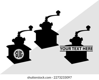 Coffee Mill SVG Monogram Vector Illustration Silhouette