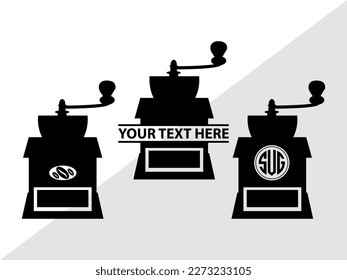 Coffee Mill SVG Monogram Vector Illustration Silhouette
