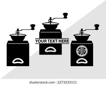 Coffee Mill SVG Monogram Vector Illustration Silhouette