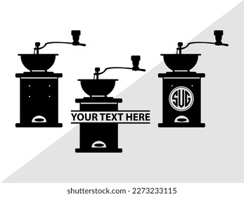 Coffee Mill SVG Monogram Vector Illustration Silhouette