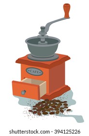 Coffee mill vector illustration, isolated on white background. EPS 10.