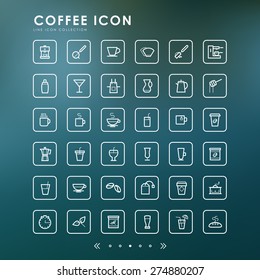 coffee minimal line icons with blur background