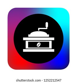 coffee mixer, cafe icon, with abstract background, black round and white icon, modern concept, colored background, glyph icon