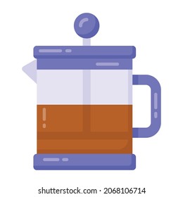 Mezclador de café en icono de estilo plano, vector modificable 