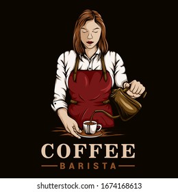 Coffee mixers girl Logo template for coffee shop