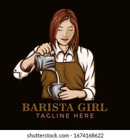 Coffee mixers girl Logo template for coffee shop
