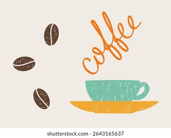 Coffee Modern Popular Drink Theme. Contemporary Lifestyle Beverage Symbol. Latte, Cappuccino, Americano Coffee Morning Drink. Cafe Bar Card Web Banner Design Element. Bean Shop Advertising. 