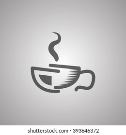 Coffee of monochrome vector labels, badges, emblems and logos isolated on grey background