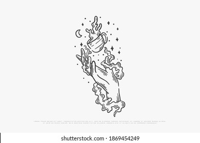 coffee monoline illustration vector, design can be used for printing on t-shirts, mugs, paper, bags and for other needs