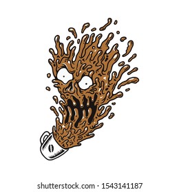 Coffee Monster Graphic Illustration Vector Art T-shirt Design