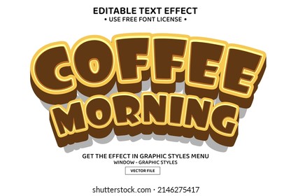 Plantilla de efecto de texto editable 3D de la mañana del café