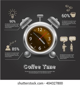 Coffee Morning Booster chart battery and Coffee time  concept.can used for banner,infographic,data,presentation business,chart,sign,brochure,leaflet and instruction media.Vector illustration.