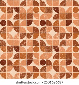 Coffee mosaic. Abstract shabby grunge pattern of geometric elements. Seamless coffee pattern from mosaic shapes.