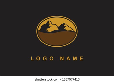 coffee mountain logo emblem for cafe drink, with brown color template design vector graphic
