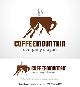 Coffee Mountain Logo Template Design Vector, Emblem, Design Concept, Creative Symbol, Icon