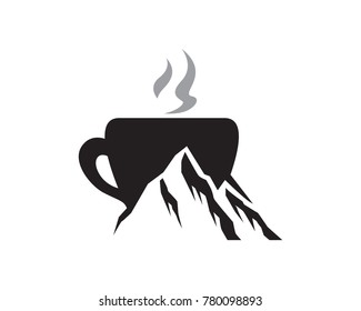Coffee and Mountain Logo Template Design Vector, Emblem, Design Concept, Creative Symbol, Icon