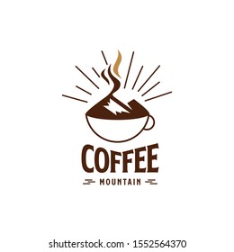 Coffee Mountain Logo Vector Graphic Design