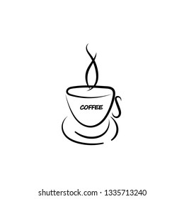 Coffee mug. The aroma of coffee. Meeting for a cup of tea. logo. Layout for brochure, business card. coffee shop decoration