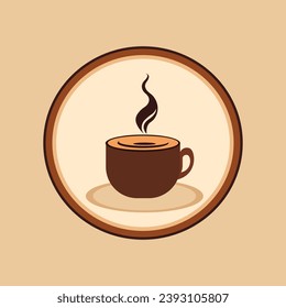 Coffee mug, background, logo. Vector graphics on a light background