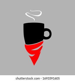 Coffee mug with a bandanna symbol on gray backdrop. Design element