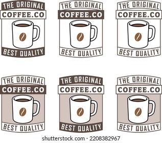 Coffee Mug with Coffee Bean Icons isolated on a White Background
