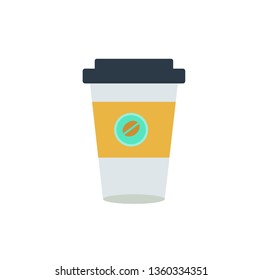 Coffee Mug with Coffee Bean Logo. Vector Illustration.