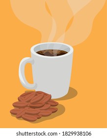 coffee mug with beans design of drink caffeine breakfast and beverage theme Vector illustration