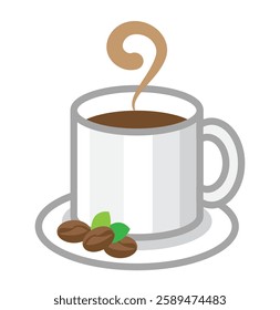 Coffee mug with Coffee beans and Smoke, Coffee cup