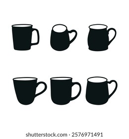 Coffee Mug Black Silhouette On White Background. Coffee Mug Vector Illustration