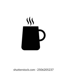 Coffee mug black and white flat vector icon design. Coffee cup clip art and glyph