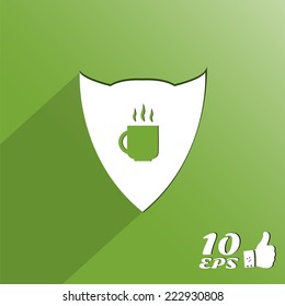 Coffee mug in the button. Made in vector