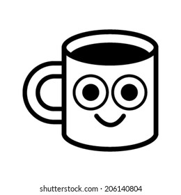 Coffee mug cartoon illustration vector icon