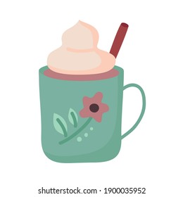tazón de café con diseño de ceam de bebida cafeína desayuno y bebida tema Vector ilustración