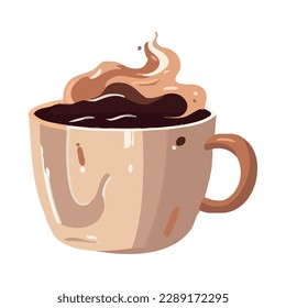 Coffee mug with creamy latte icon isolated