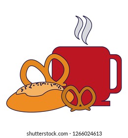 coffee mug and croissant bread