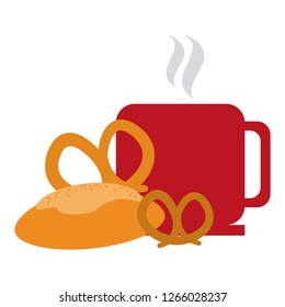 coffee mug and croissant bread